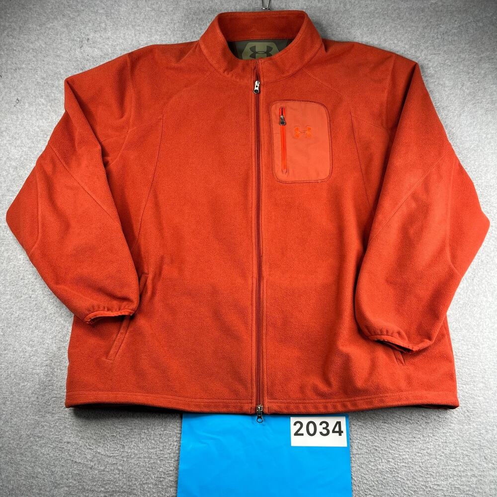 Under Armour Performance Jacket Orange Full Zip Pockets Outdoor Mens 3XL